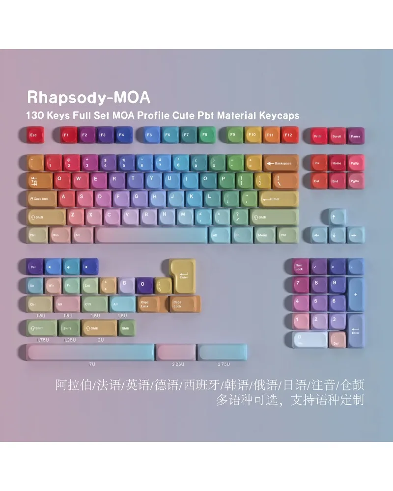 Fairy Themed MOA Keycaps PBT Sublimation Original Cangjie Arabic Korean German French Spanish Brazilian Russian PhoneticKeyboard