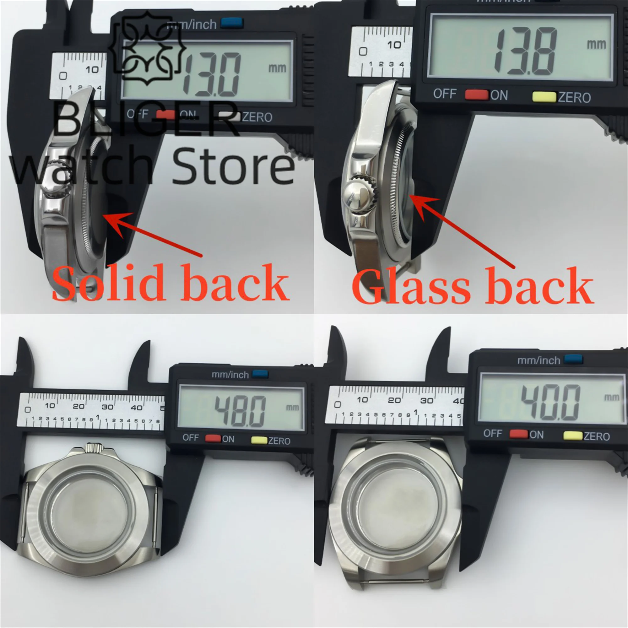 BLIGER 40 มม.สแตนเลสสตีลแปรงกรณี AR Blue Domed Glass แปรงคงที่ Slope BEZEL Fit NH34 NH35 36 ETA2824 PT5000 การเคลื่อนไหว