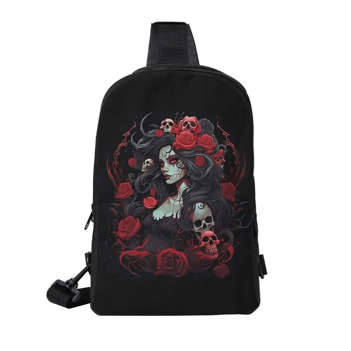 

Alexander Gothic Las Elegantes Girls Day Of Dead Skull Chest Bag Men Sling Crossbody Backpack Chest Bag Daypack Shoulder Bag
