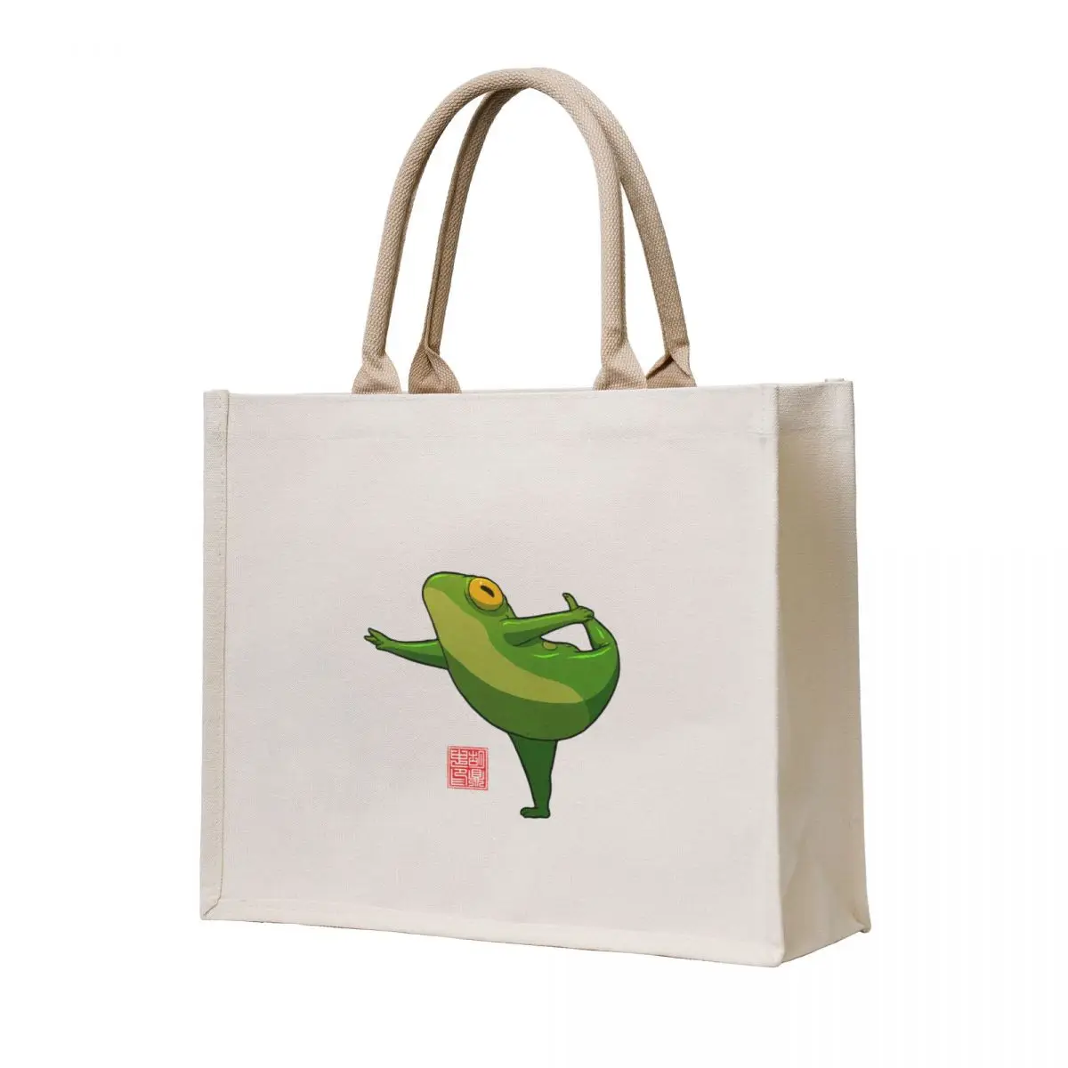 

yoga frog dancer Tote Bag Canvas woman shopping bag Customizable tote bag shopper bags for women