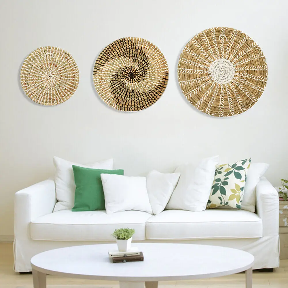 

3 Sets Wall Basket Boho Decor Woven Decor Baskets Hanging Wall Art for Bedroom