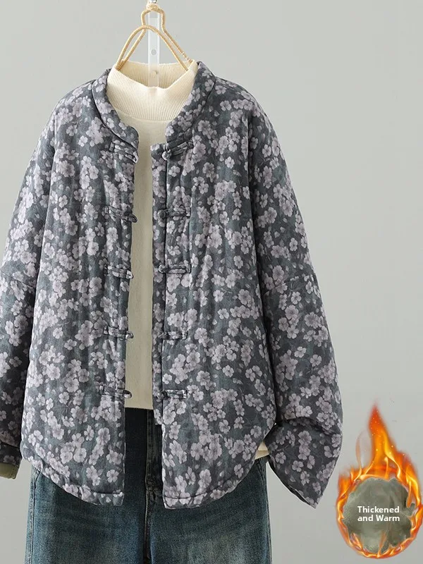 

Женское хлопковое льняное пальто Thiened Cotton Jaet в стиле ретро с воротником-стойкой, длинная зимняя верхняя одежда све, удобная повседневная одежда