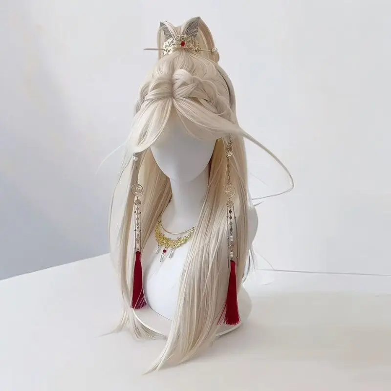 ‌Blonde Straight Wig - Natural Looking Middle Part Hairpiece Kpop Idol Style High Quality Synthetic Full Wig for Women Daily Use