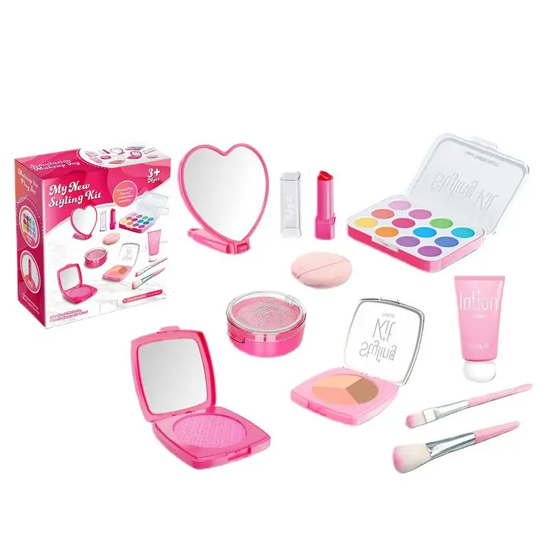 Juego de maquillaje para niños, juegos de cosméticos de imitación para niñas, Kit de maquillaje para juego de imitación, kits de cosméticos seguros para jugar y