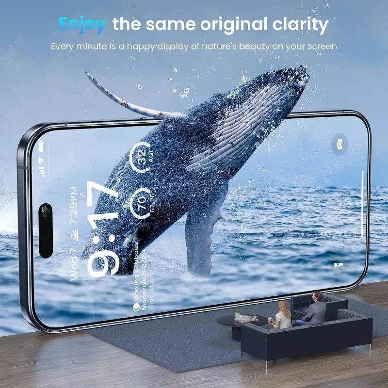 아이폰 14, 11, 12, 13 프로 맥스, 미니 7, 8 플러스용 강화 유리 스크린 보호대, 아이폰 15 프로, XS 맥스, X, XR, SE 투명 휴대폰 케이스