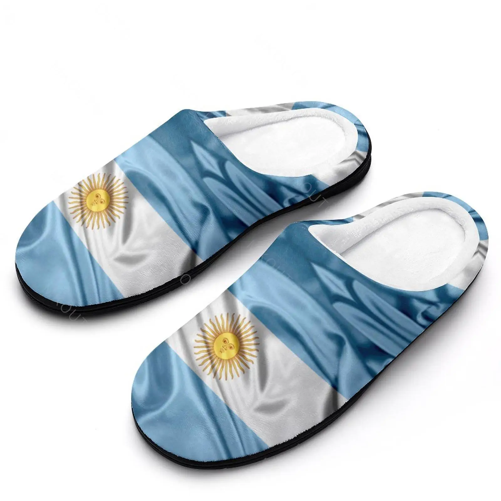 Winter Warm Slippers Argentina Flag (6) Men Women Cotton Slides Non-Slip Couple Indoor House  Soft-soled Loafer Flip-flopFemale