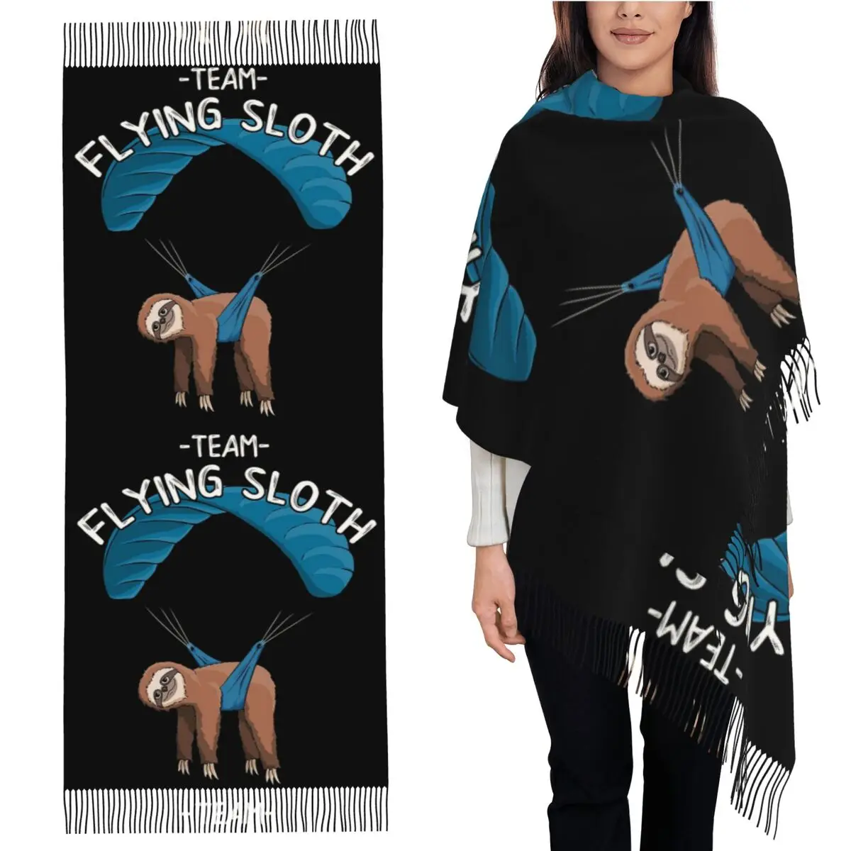 

Paragliding Flying Sloth Sunglasses Skydiver Paraglider Scarf Tassel Scarves Warm Shawls and Wraps Large Fall Winter Shawl Wrap