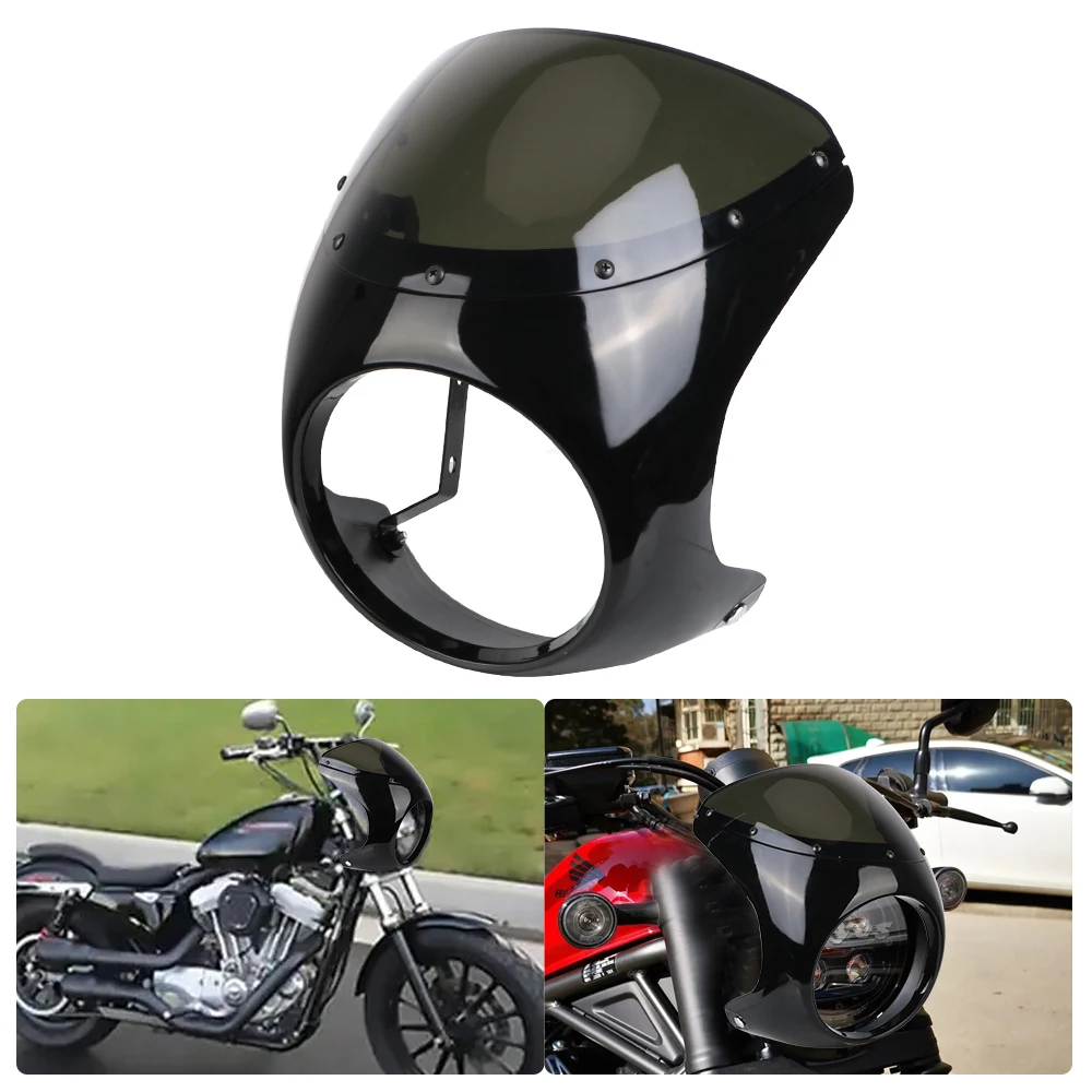 

For Honda 7inch/16.5~18cm For Cafe Racer Retro Headlight Windscreen Universal Motorcycle Front Headlight Fairing