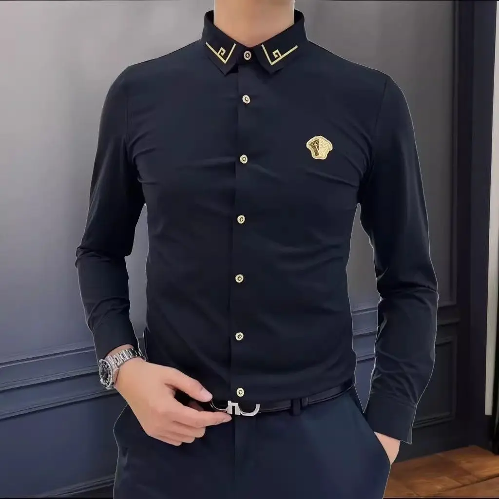 New Men's Slim Fit Long Sleeve Button Down Dress Shirt White Business Casual Lightweight High End