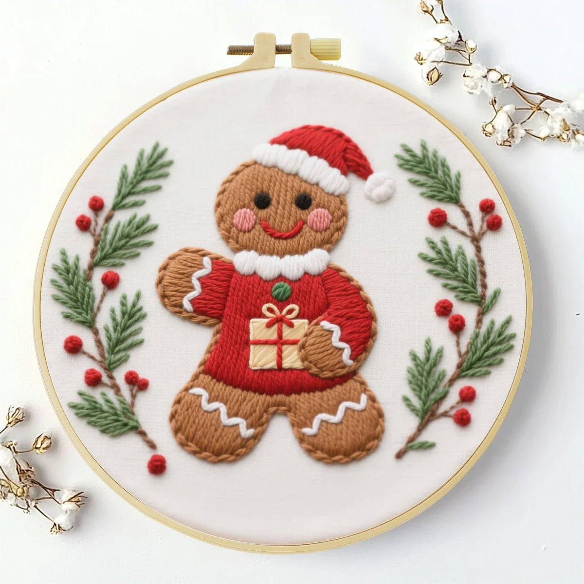 1 Stück 20X20CM/15X15CM 7,87/6,3 Zoll Weihnachtsthema Stickerei-Starter-Kit DIY-Kit DIY-Stickerei-Set Handarbeiten Nadelkunst – Detail 2