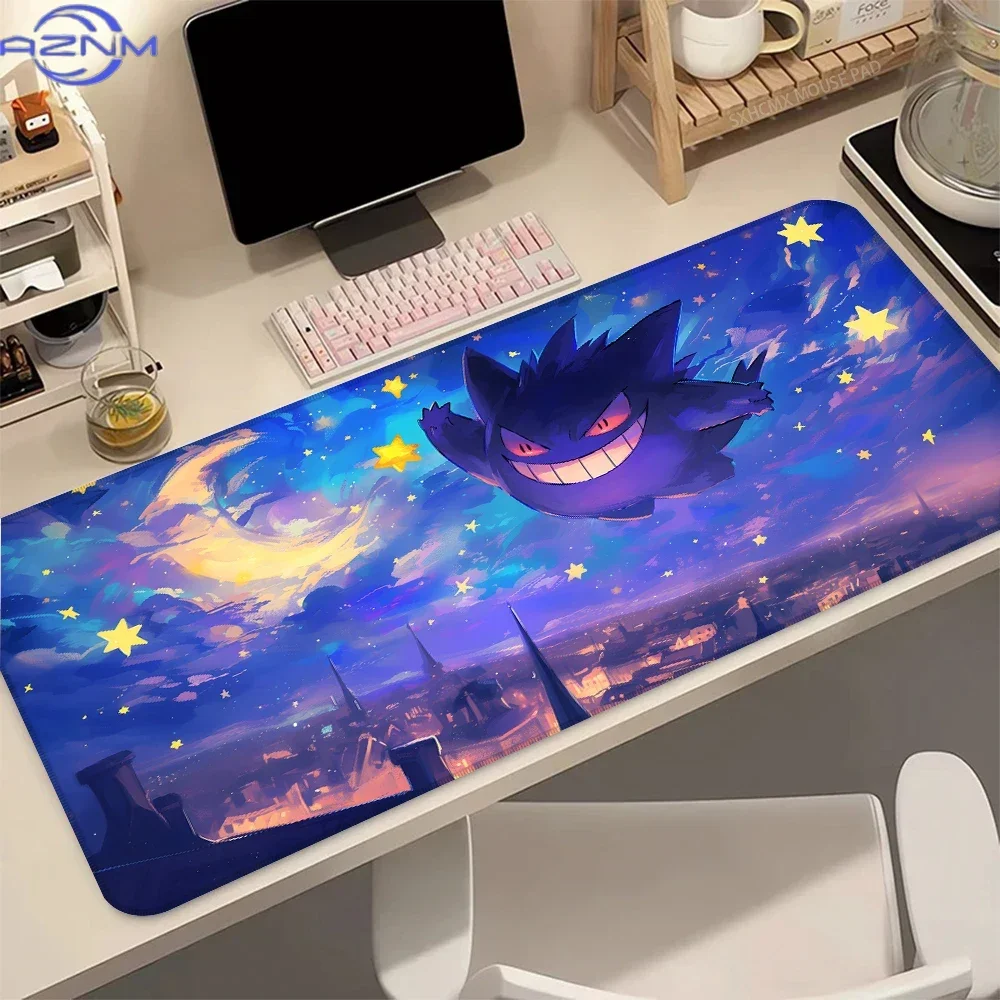 Anime Purple Ghost Monster Starry Night Sky And Castle Print Mouse Pad Rubber Non Slip Desk Mat For Gaming Office Laptop Decor