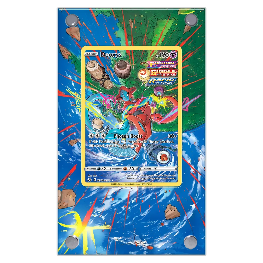 Pokrowiec ekspozycyjny na kartę Pokemon Anime Deoxys Extended Art, kolekcja kart, przedłużona grafika, stojak ekspozycyjny PSA, bez
