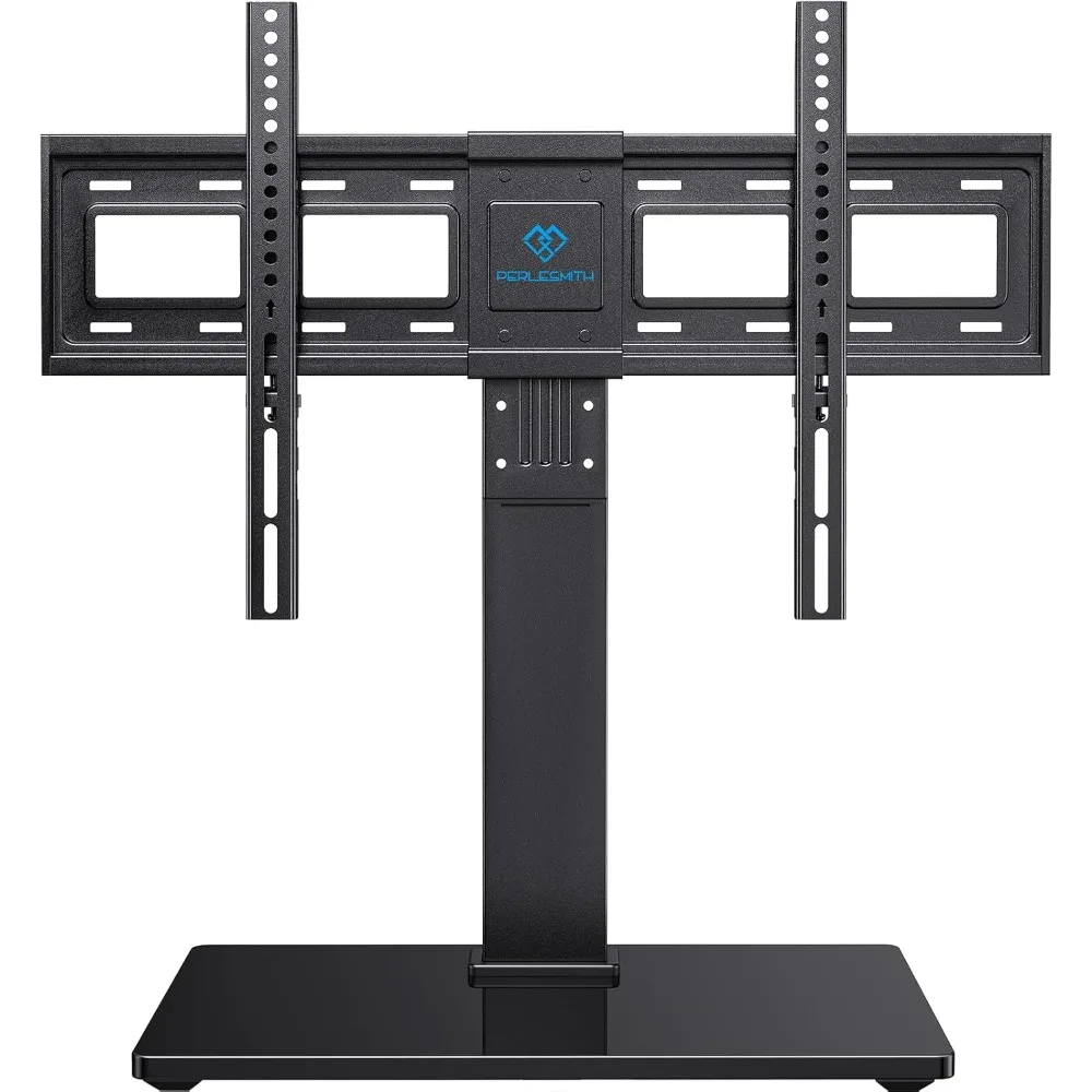 

perlesmith universal swivel tv stand base, table top tv stand for 37-75 inch lcd led tvs, height adjustable tv mount stand with