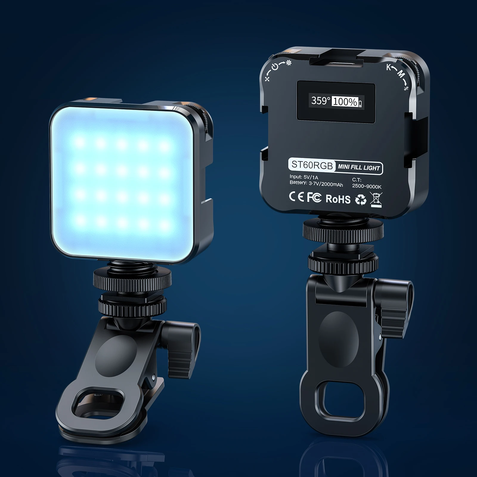 

RGB LED Video Panel Light Pocket Fill Light Dimmable 2500-9000K 3000mAh Photography for Live Streaming Full Color Light