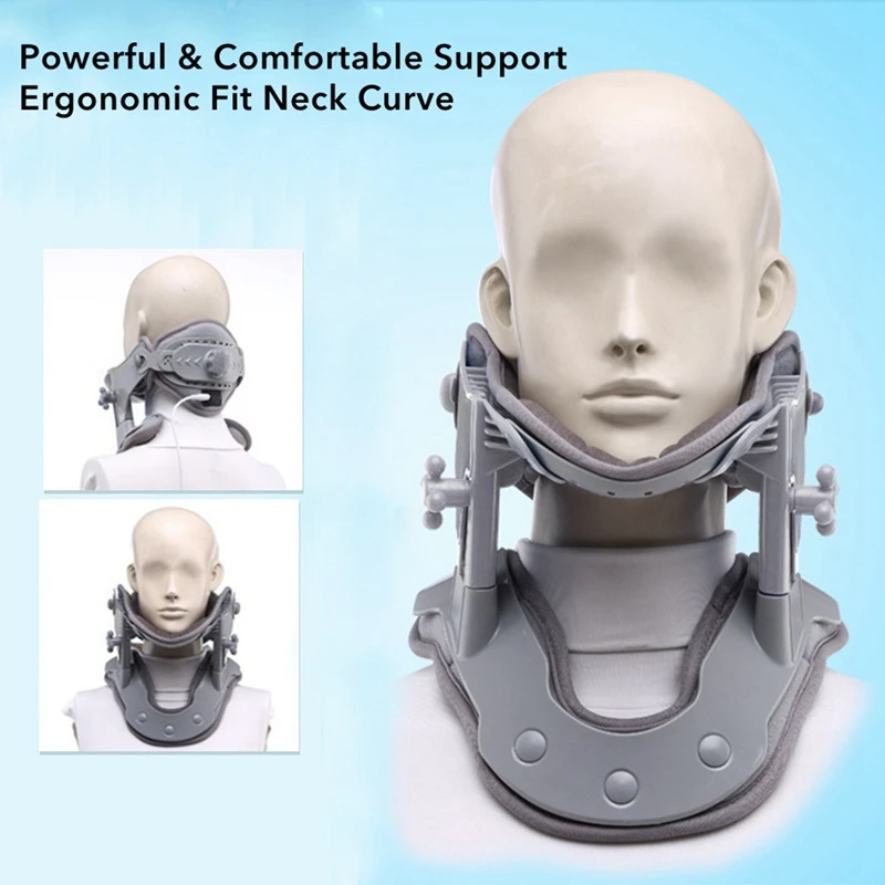 

Heating Cervical Neck Traction Device Adjustable Collar Neck Stretcher Vertebra Spine Corrector Brace Support