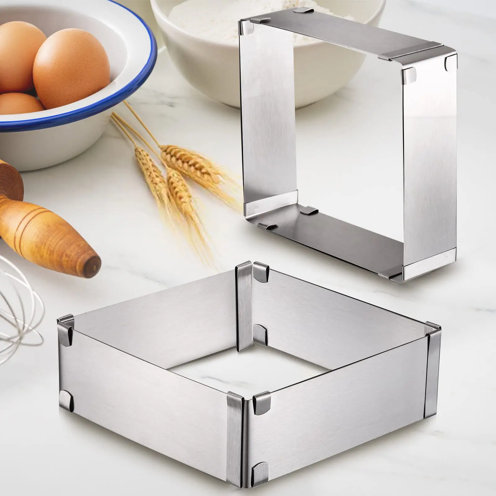 Stainless Steel Adjustable Cake Mold Square Shape Mousse Cheesecake Baking Mould Nonstick Cake Cutter Dessert Pastry Baking Tool