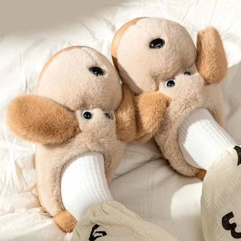 لطيف جرو فروي سميكة القاع شبشب منزل الأطفال 2025 شتاء دافئ أفخم عدم الانزلاق النعال المنزل الأطفال الكرتون الشرائح #2