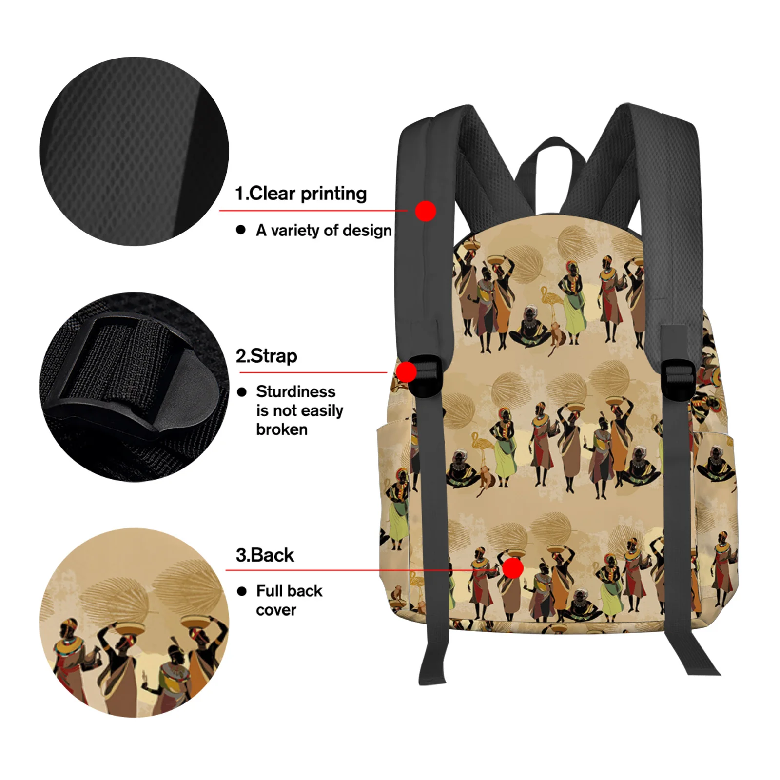 Ethnic Style African Women Black Women Backpack Teenagers Student School Bags Laptop Bag Women's Casual Travel Backpack