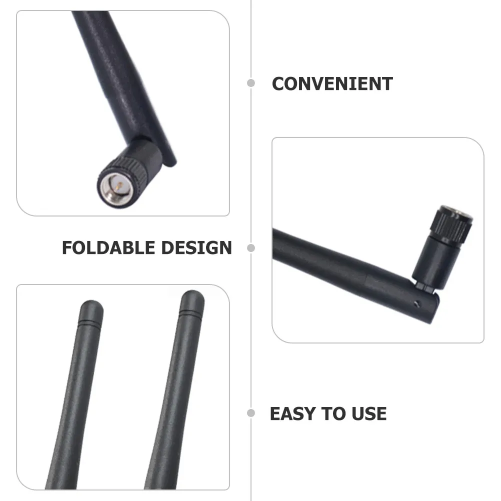 2Pcs Wireless Module Receiver Antenna Foldable Sturdy Plastic Metal Indoor WiFi Router Signal Antenna