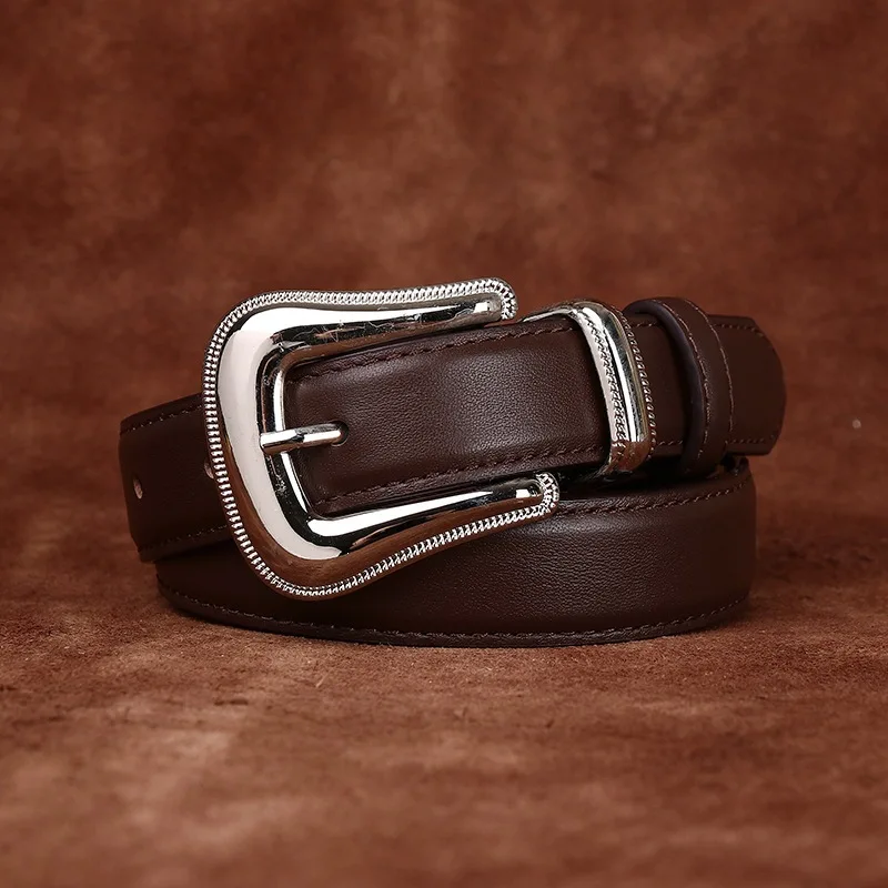 2.4CM Pure Cowhide High Quality Genuine Leather Thin Belts for Women Brand Strap Pin Buckle Fancy Vintage Jeans Cowboy Cintos