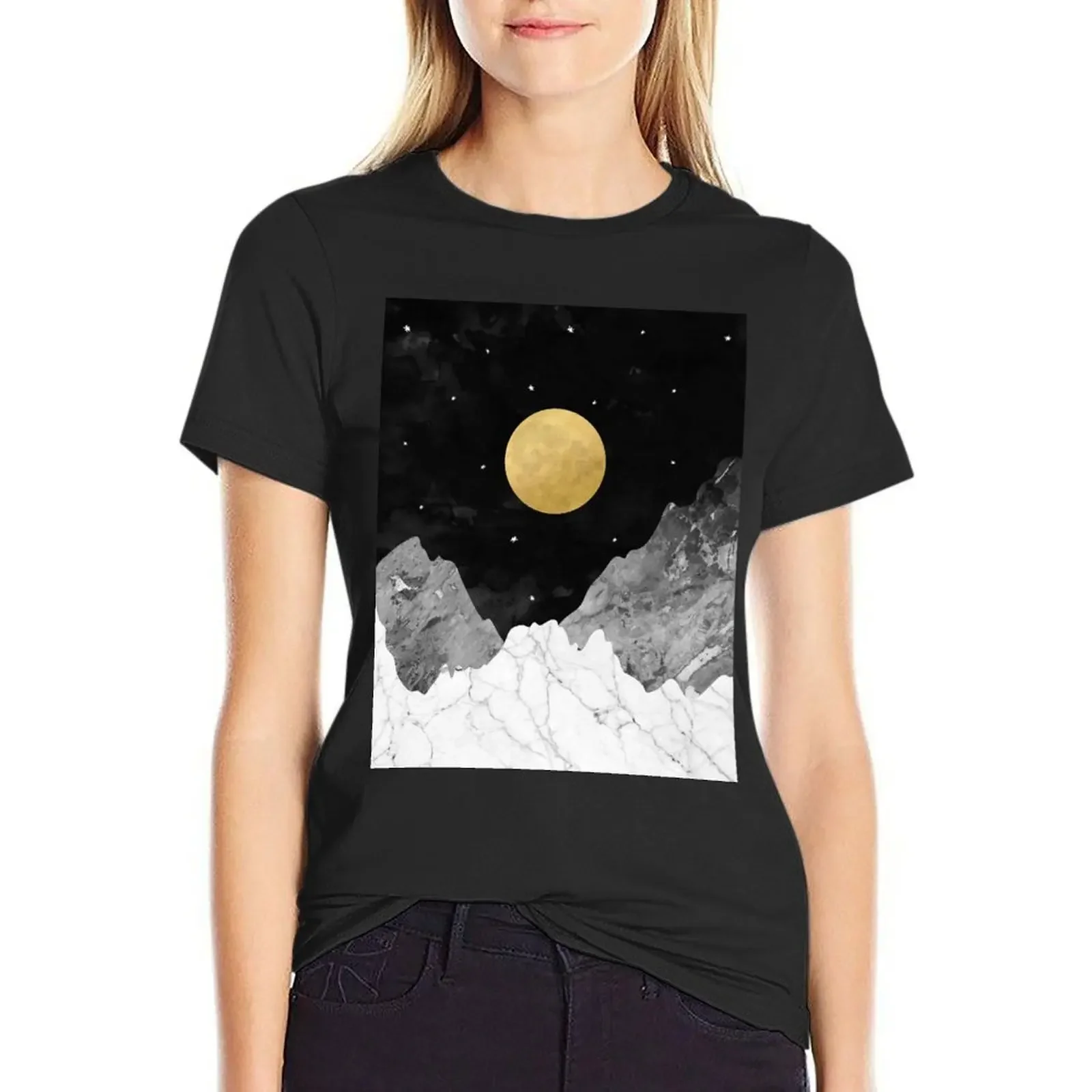 

Moon and Stars T-shirt anime clothes female luxury designer clothing Women