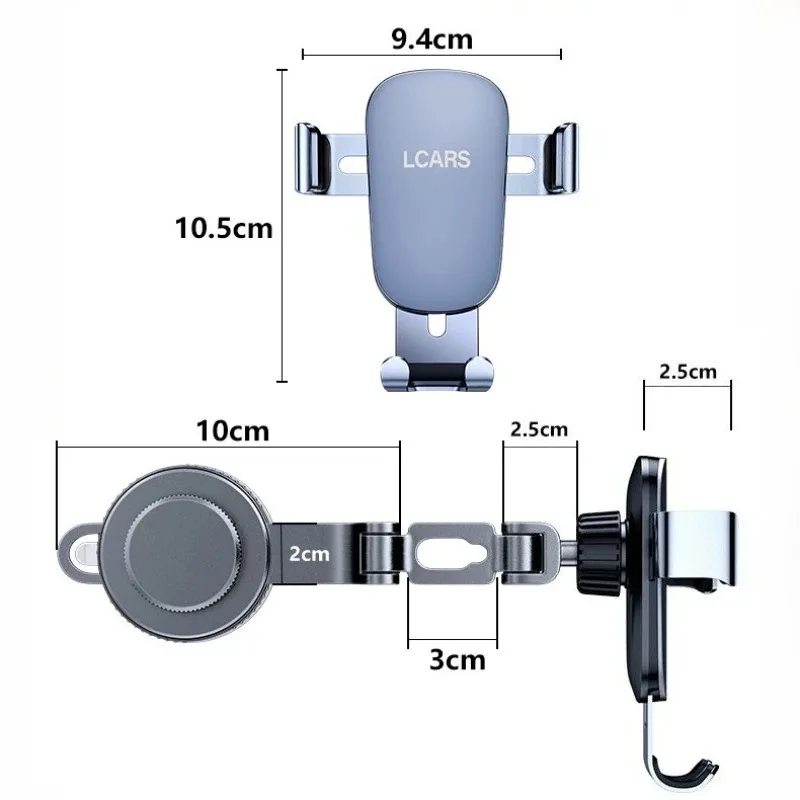 LCARS Adjustable Car Navigation Mount, Gravity Anti-Shake Structure, Metal-Look Appearance, Keeps Phone in Place Without Blocking View