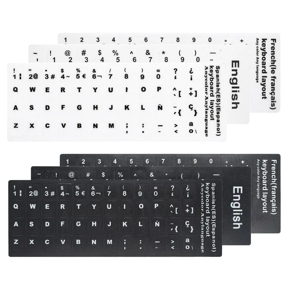 Non-slip Deutsch English Alphabet Layout Russian Letter Keyboard Stickers Spanish