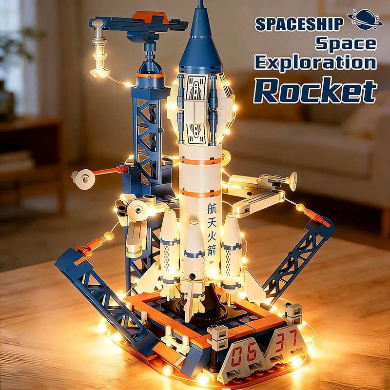 

Aviation Manned Rocket Building Blocks Space Aerospace Station Model City Construction Bricks Toys for Children Holiday Gift