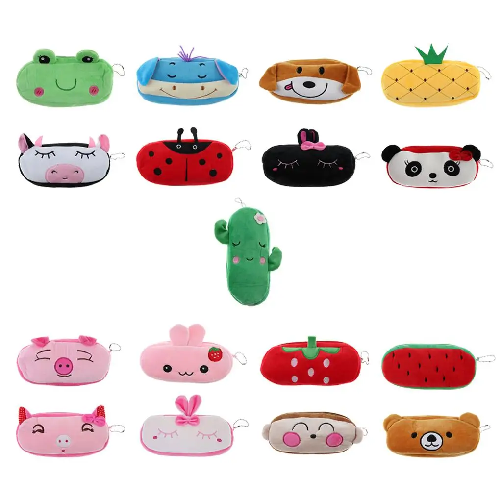Stationary Pencil Pouch Cute Plush Animal Bag Large Capacity Pencil Holder for School and Travel