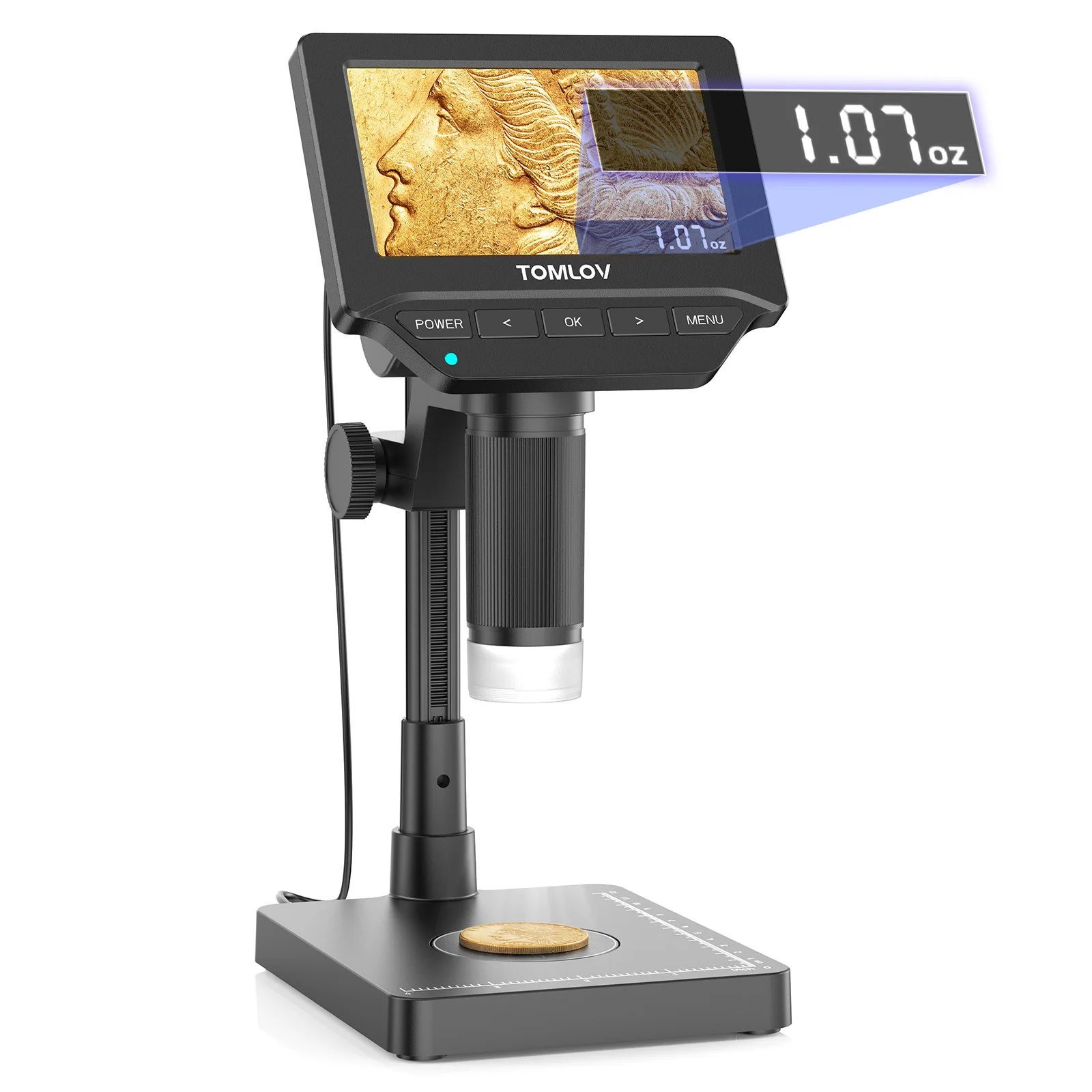 TOMLOV DM4W Microscope 200X Zoom with Weighing Scale 4.3