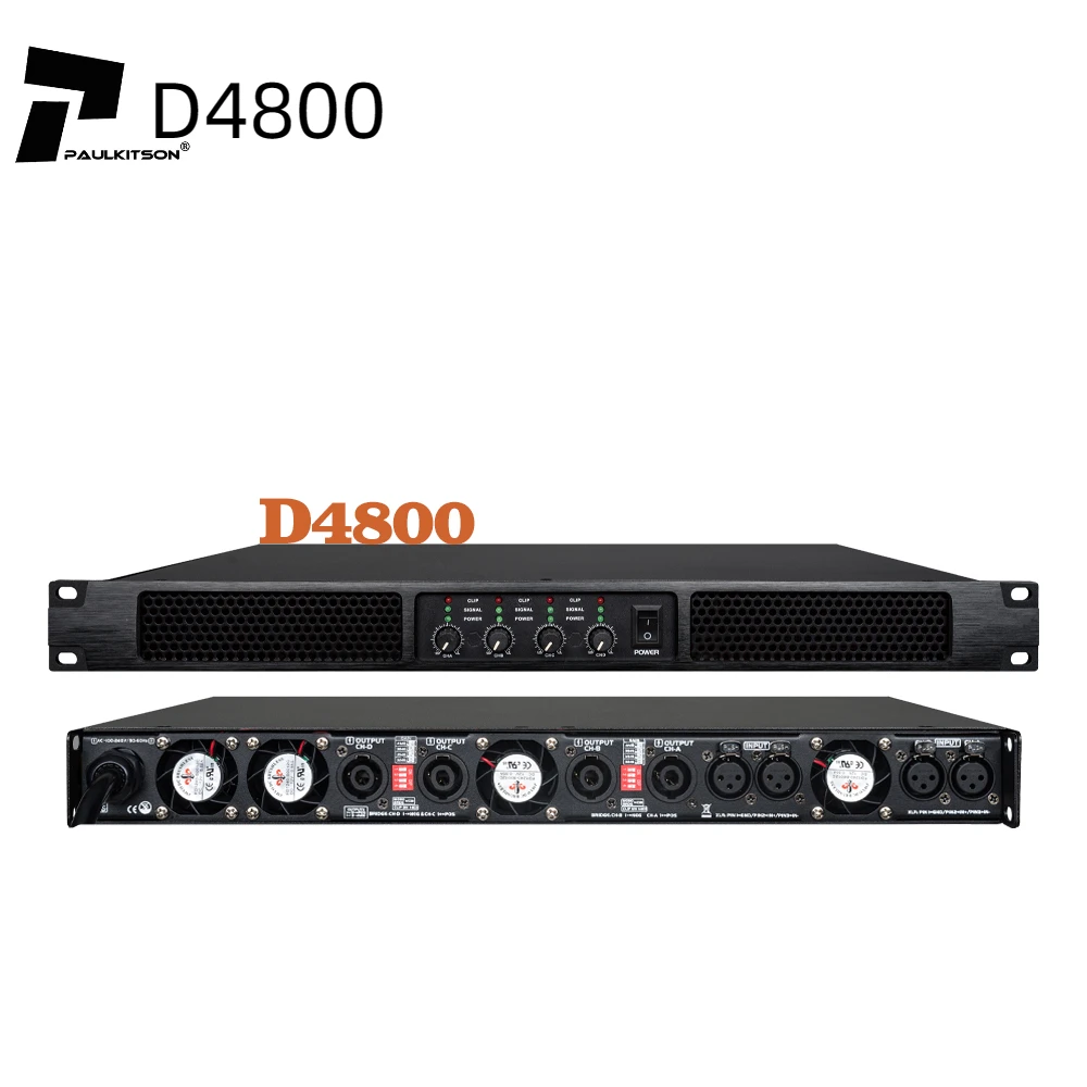 D4800 Digital Audio Power Amplifier Professional 4 Channels Class D Preamplifier DJ Audio Sound Amplifier Processor System