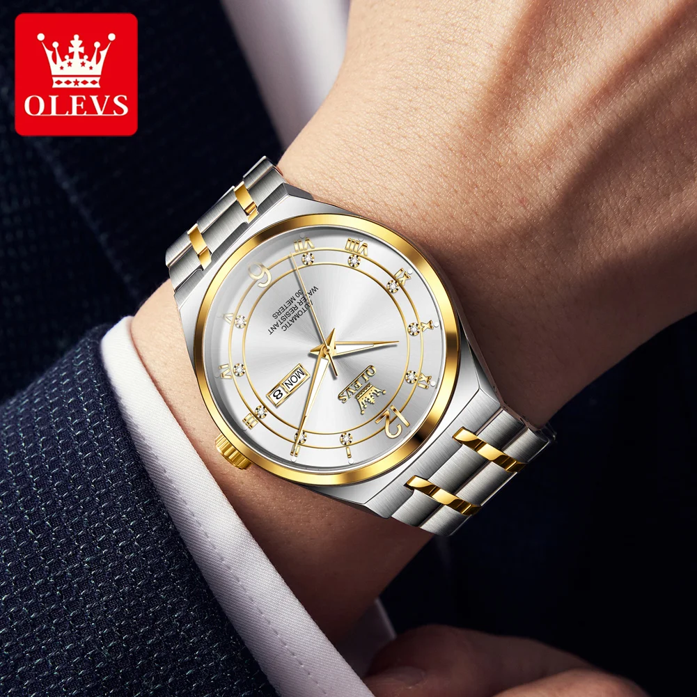 OLEVS 7068 Mechanical Watch for Men 30M Waterproof Luminous High Quality Stainless steel Luxury Men's Automatic Watch