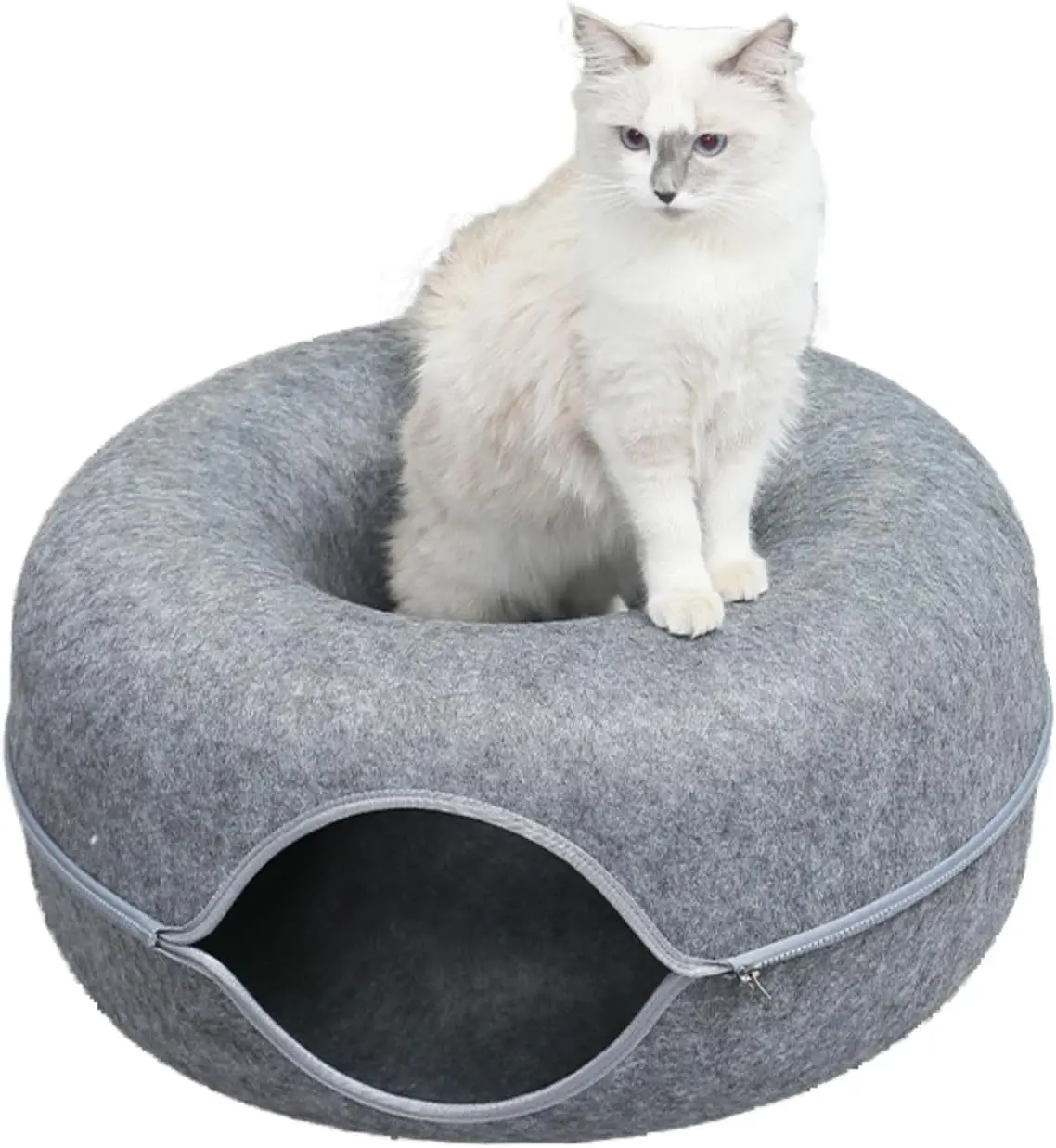 MuZhiAn  Tunnel Bed, Donut,  Cave,  and Dog Toy, for Cats  to 30 Lbs,Donut  Bed, Easy to Clean, Suitable for Cats, Small Dogs, a