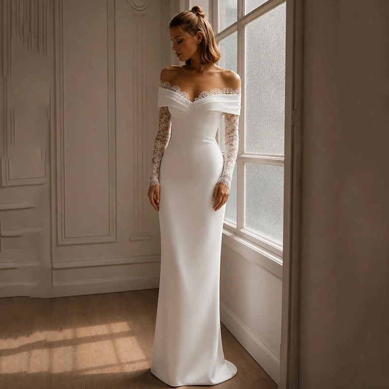 

Eightree White Mermaid Wedding Dresses Sweetheart Long Sleeve Lace Bridal Dress 2026 Wedding Evening Ball Prom Gowns Customized