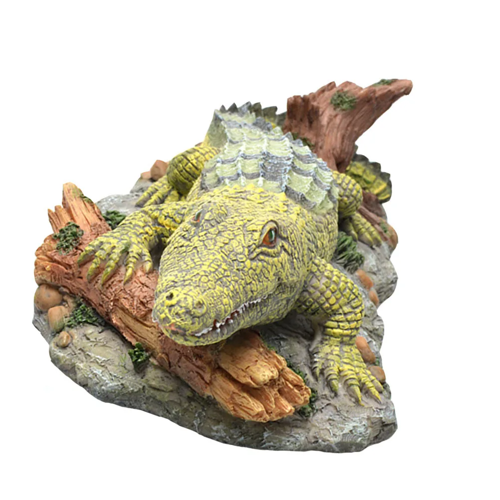 

Aquarium Crocodile Shape Decor Resin Fish Tank Landscaping Ornament Realistic Simulation Artificial Statue for Home
