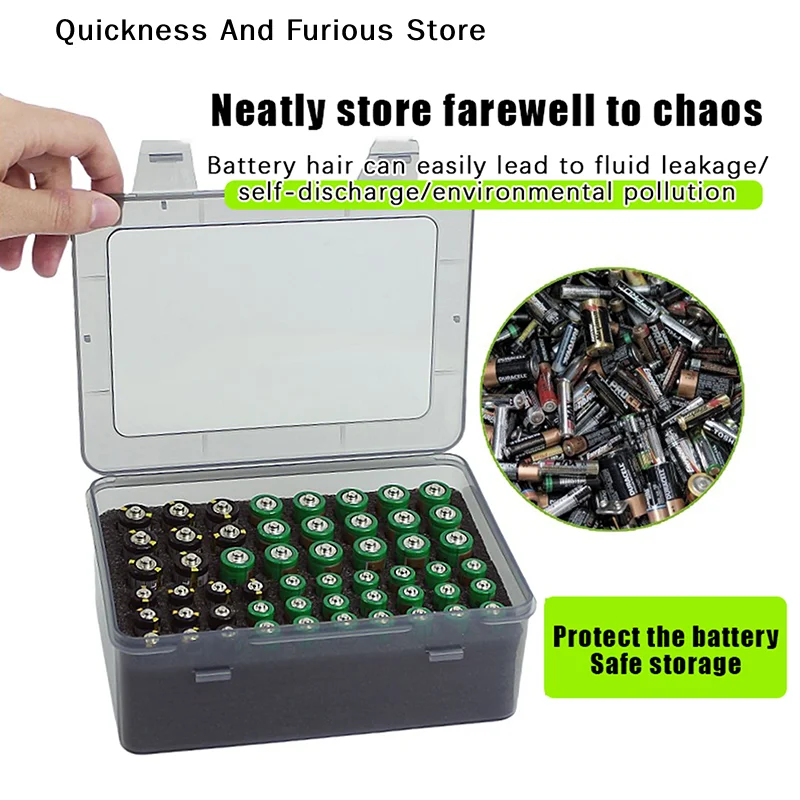 1Pc Battery Box Case Holder Organizer with 54 Slots for AA AAA Cells Home Garage Drawer Storage Container Compartments Dispenser