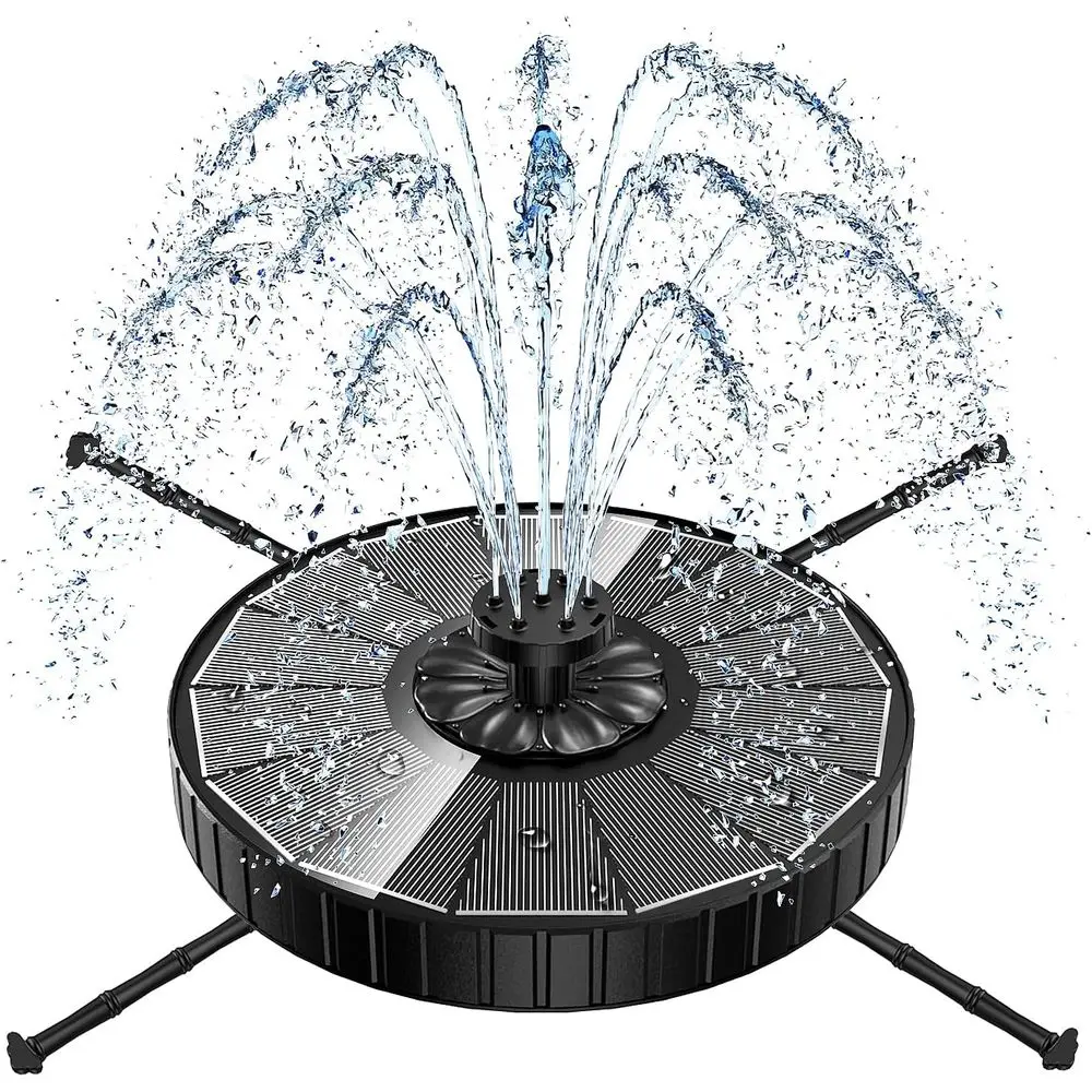 

3-Level Adjustable Water Height, 3.5W Glass Powerful Outdoor Fountain Pump with Rotating Rods & 7 Nozzles for Bird Bath, Garden,