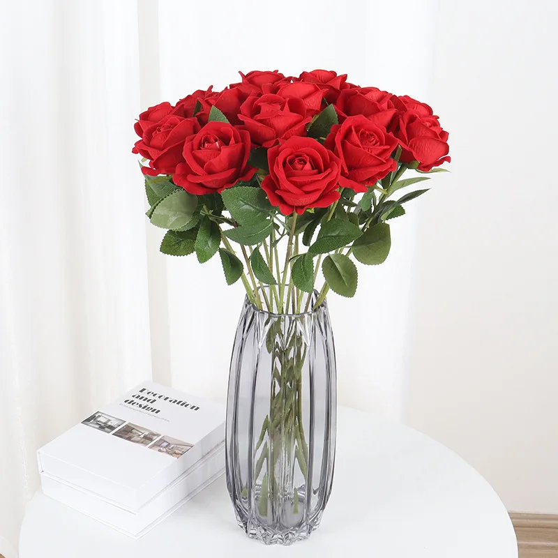 5pcs Roses Artificial Flowers Rose Flower Branch Realistic Fake Rose Wedding for Home Christmas Valentine's Day Gift Decoration