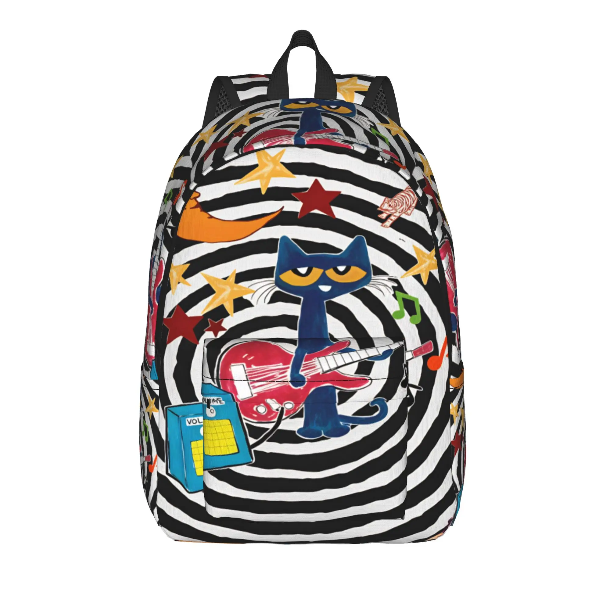 Pete The Cat Stars Comic Backpack  Streetwear Backpacks Female Outdoor Lightweight School Bags Custom Rucksack
