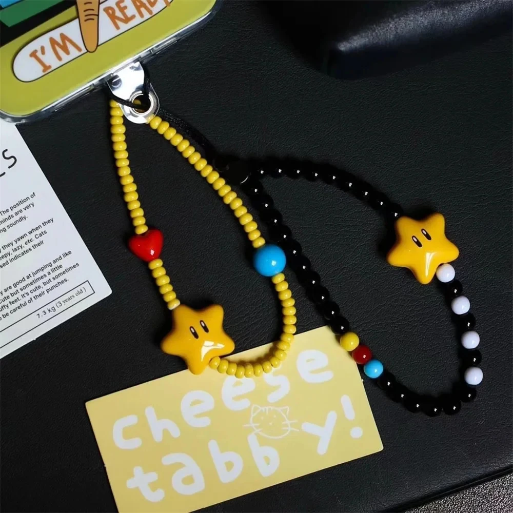 INS Dopamine Star Beaded Phone Charm Strap