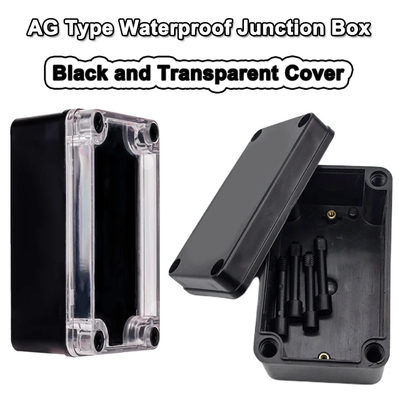 ABS Black Waterproof Junction Box Housing Electronic Safe Case Plastic Box Transparent Clear Cover Organizer IP67 Enclosure