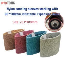 4pcs 283*100mm Abrasive Belts SC Fleece Sleeves Non-woven Nylon Sanding Bands Fiber Abrasive Belts for Sander/Expansion Roller