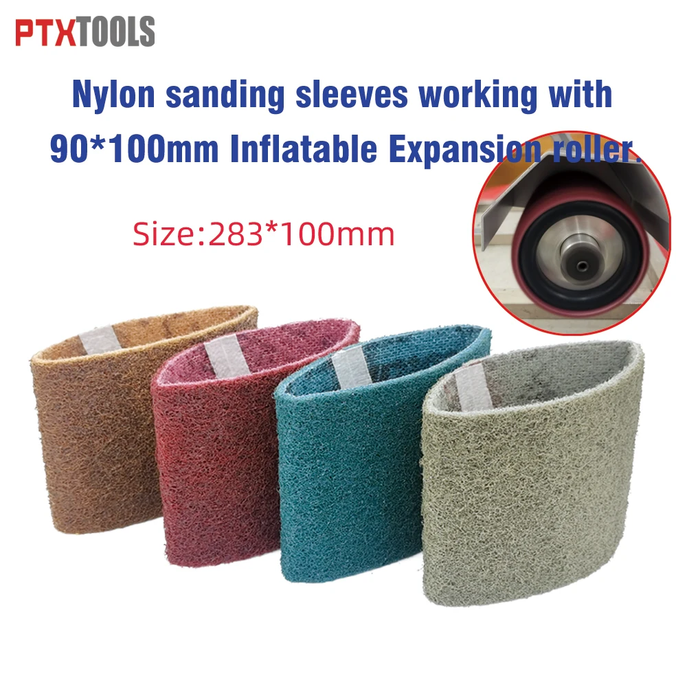 4pcs 283*100mm Abrasive Belts SC Fleece Sleeves Non-woven Nylon Sanding Bands Fiber Abrasive Belts for Sander/Expansion Roller