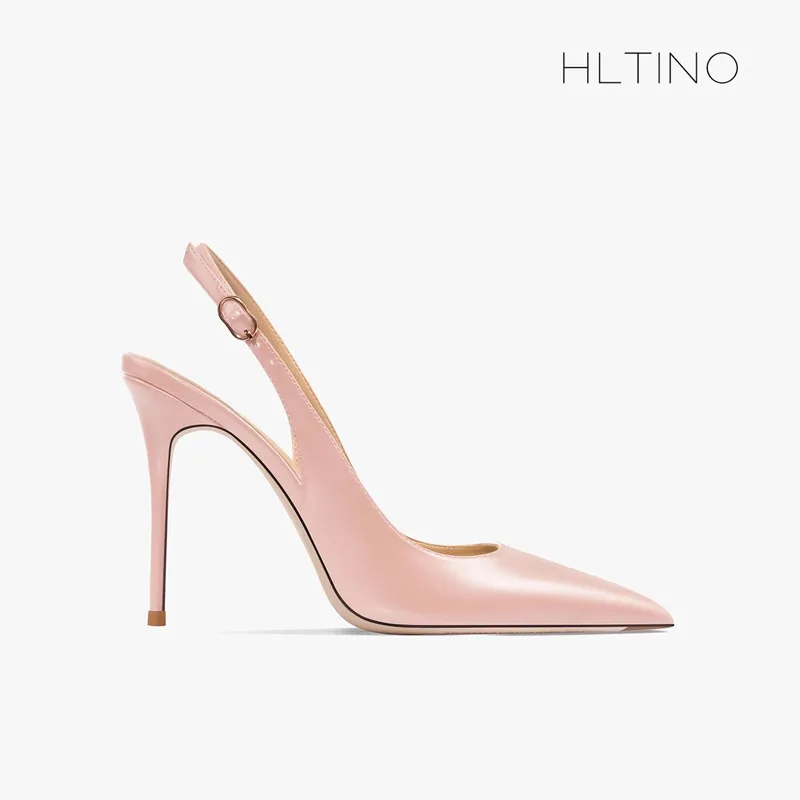 

2024 Pointed Toe Pink Sandals Women slingback Girl Gifts High Heels Summer Shoes with Matte Finish for Dress Covered Toe