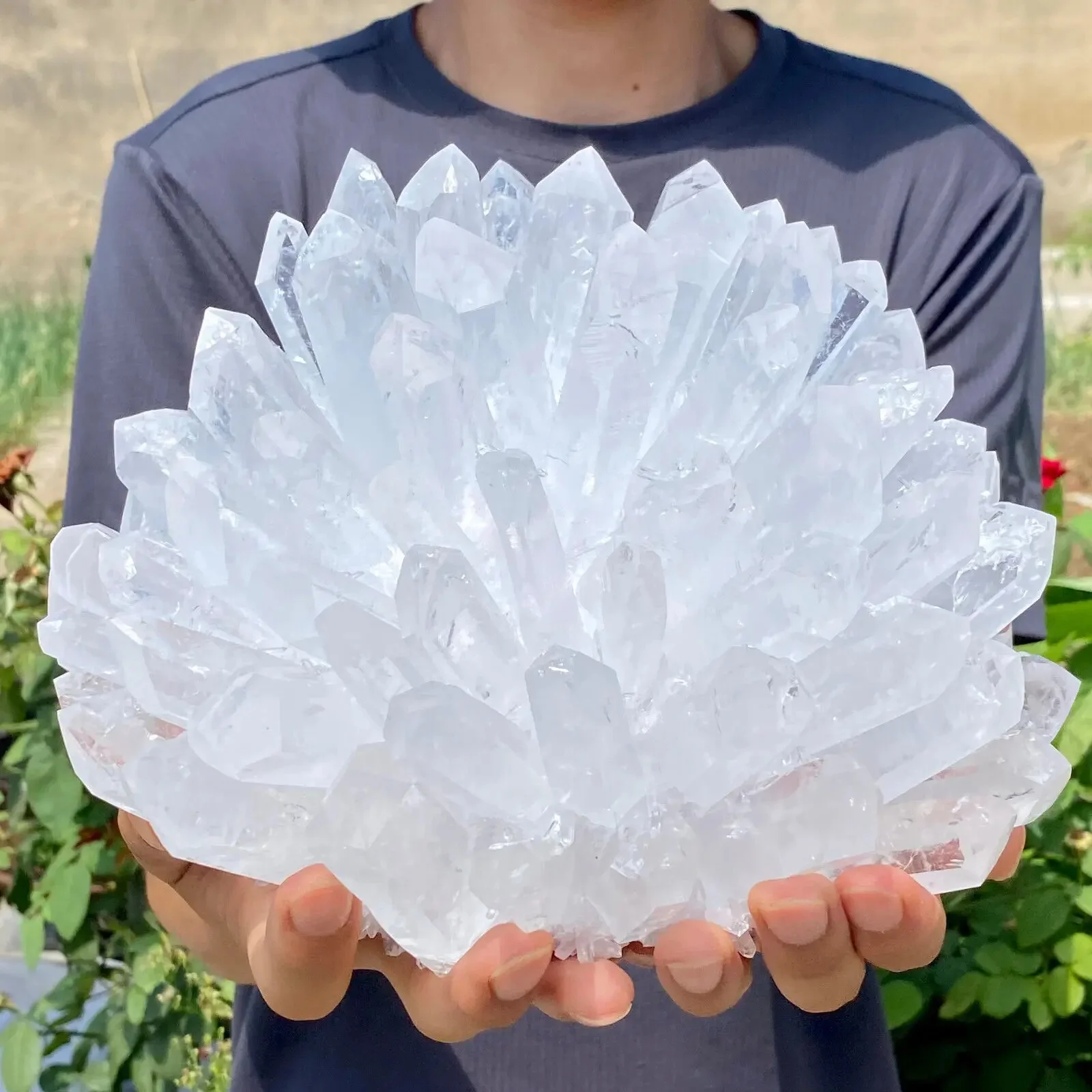 Natural White Crystal Cluster Single Point Mineral Specimen Healing