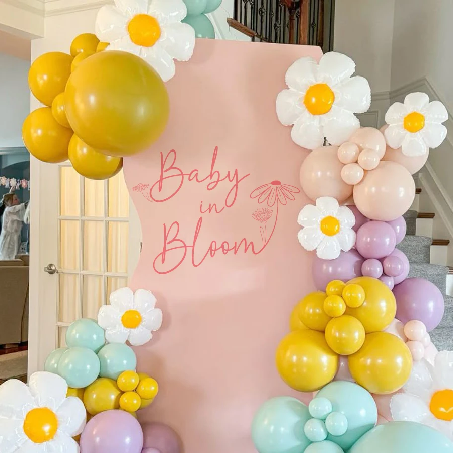 Baby In Bloom Floral Wall Sticker Daisy Balloon Baby Shower Decor For Gender Reveal Party Nursery Room Girl’s Birthday Party