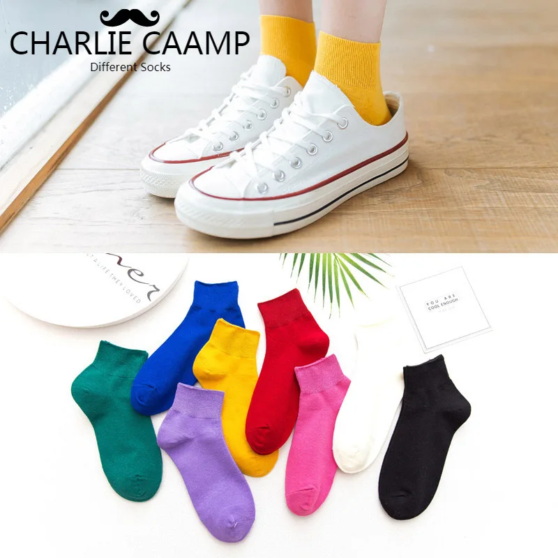 Fashion Ladies Socks Cotton  Autumn Winter New Eight Colors Tide Socks Leisure Pure Color Breathable Women Socks L113