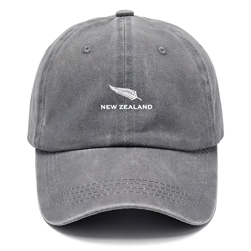 New Zealand Theme Distressed Unisex Hat for Travel Outdoor Dad Hat Adventure Vintage Washed Cotton Cap Feather Streetwear Style