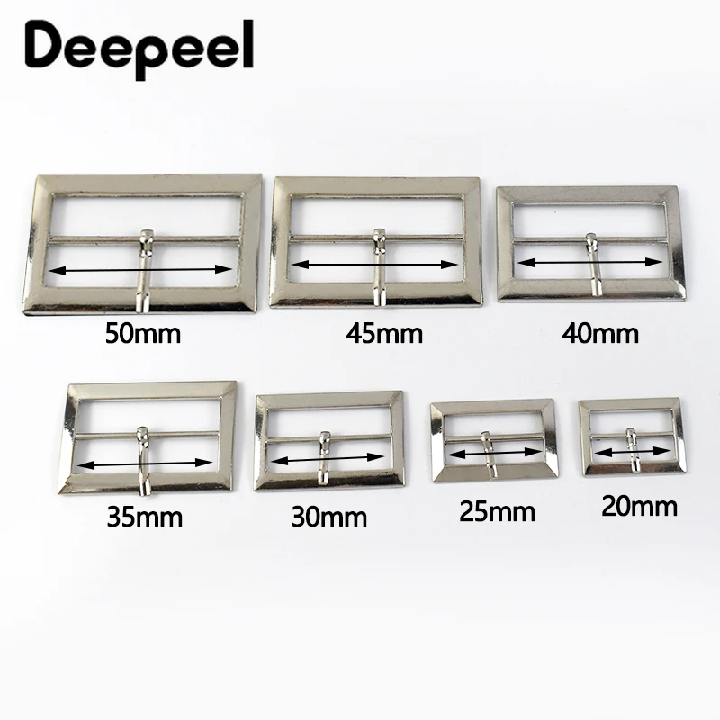 Deepeel 10Pcs 20-50mm Pin Belt Metal Buckles Bag Strap Adjustable Clasp Webbing Square Tri-Glide Slider Hook Garment Accessories