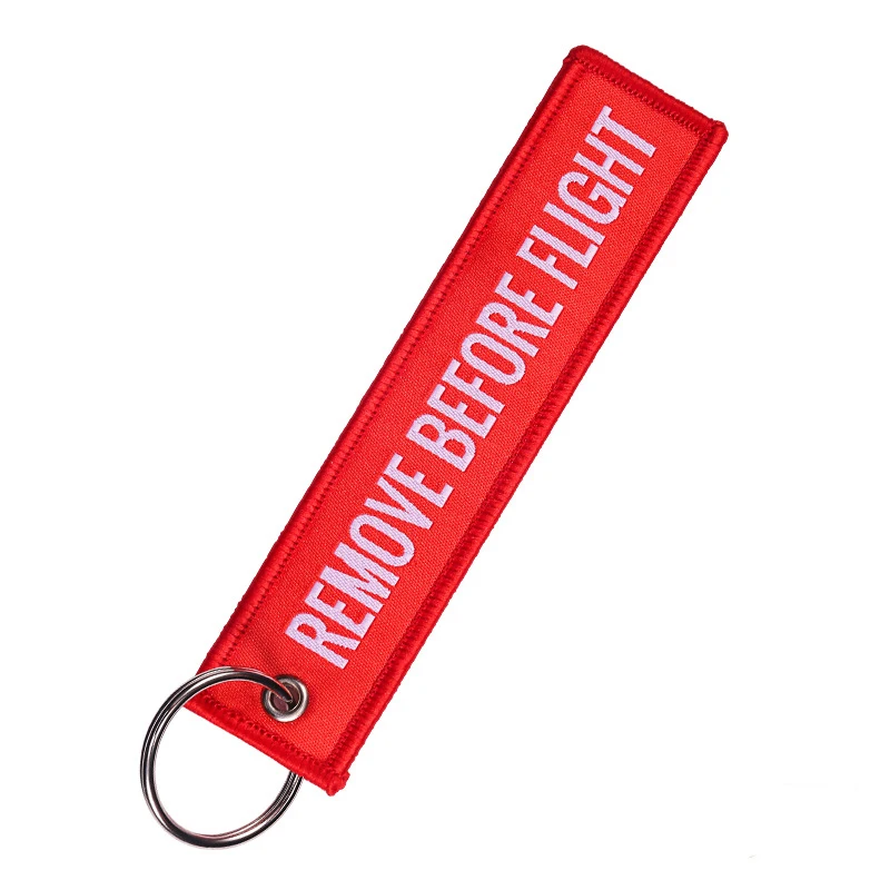 20 Pieces Polyester Keyring Soft Fabric Keychain For Souvenir Gifts Remove Before Flight Key Chain Printed Letter